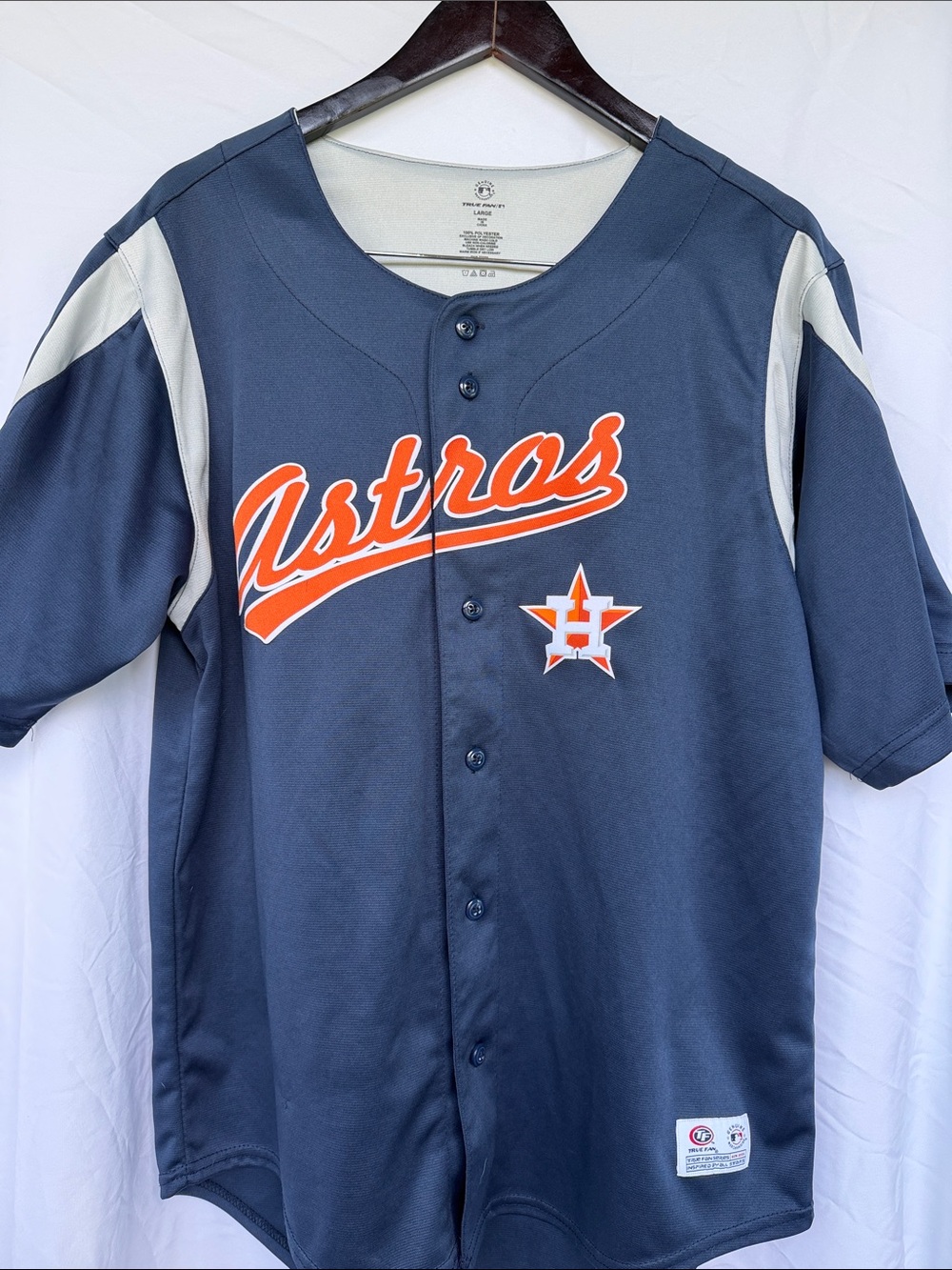 Youth Navy Blue & White Baseball Jersey